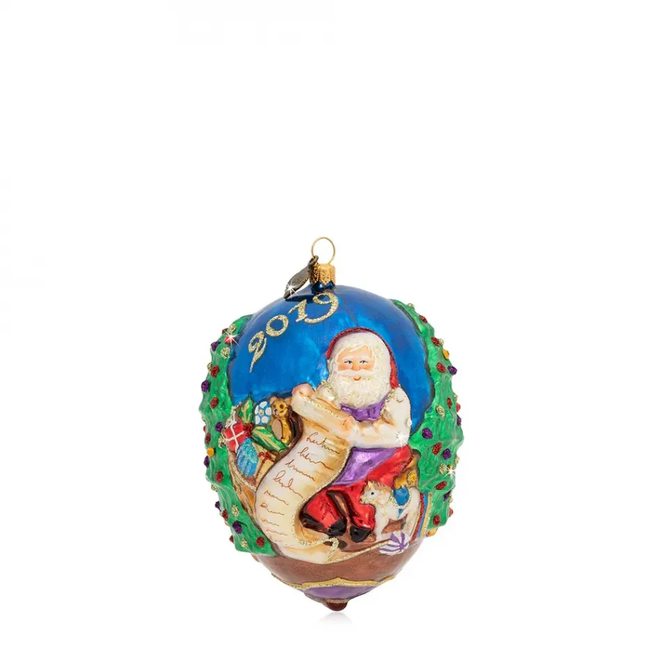 2019 Santa Glass Ornament