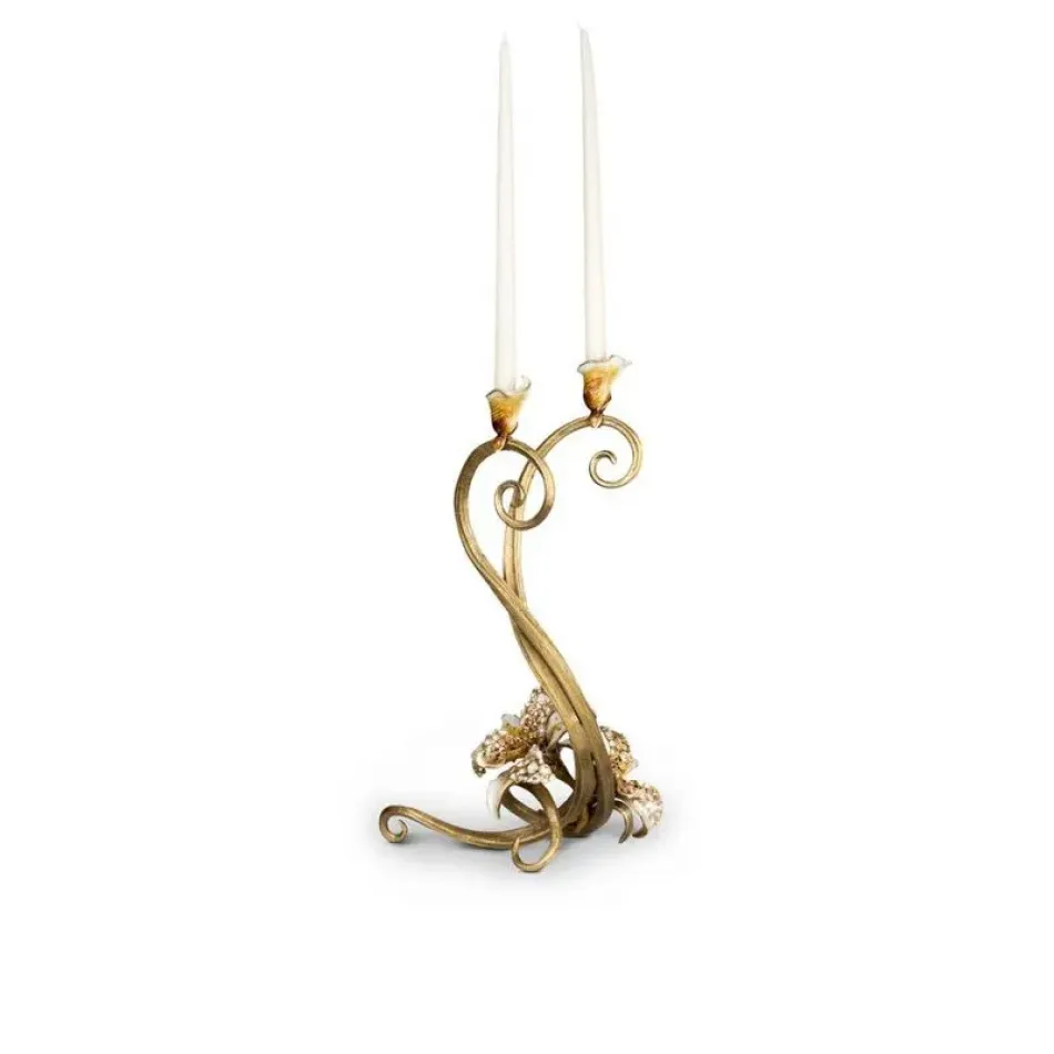 Roselyn Orchid Double Candlestick - Golden (Special Order)