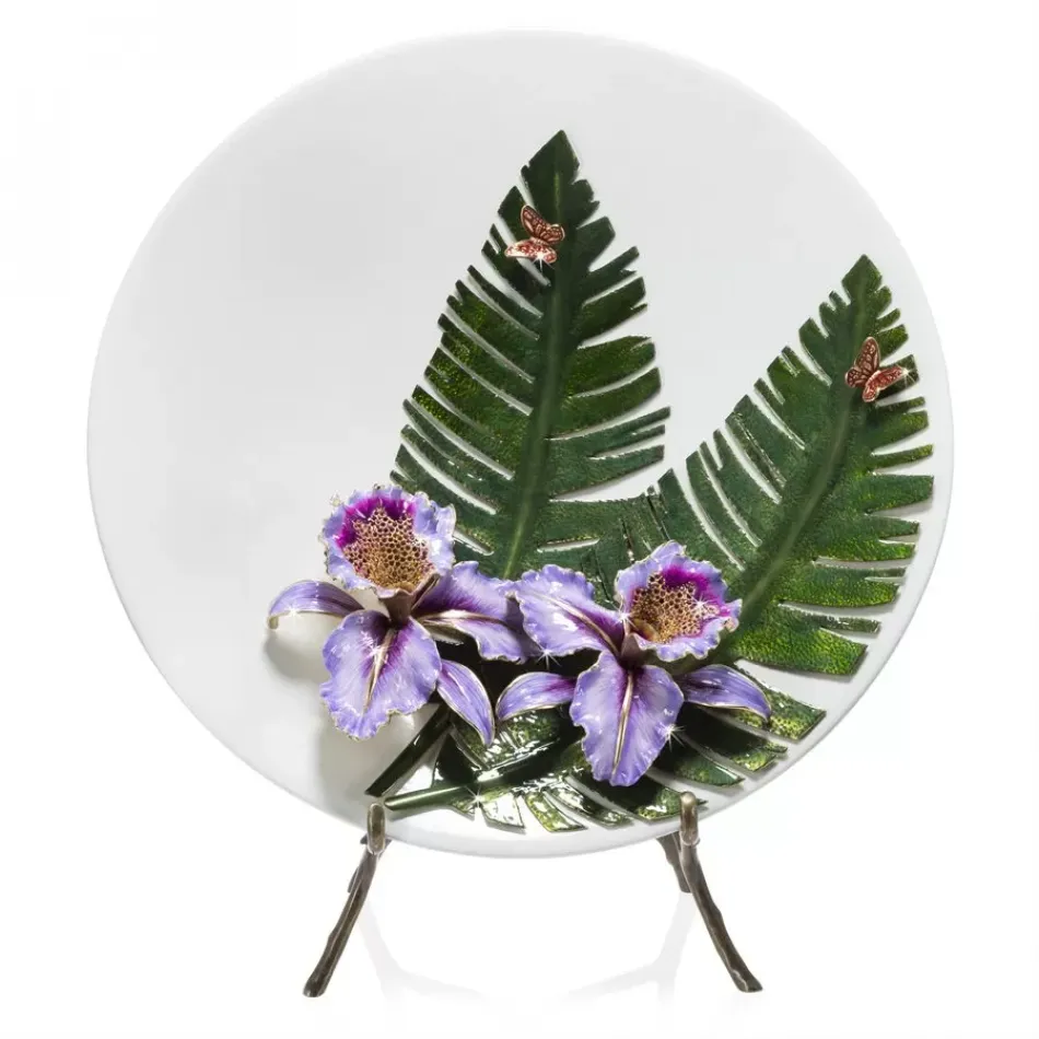 Orchid and Banana Leaf Platter with Stand (Special Order)