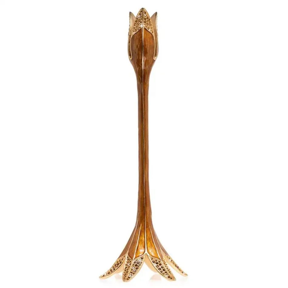 Ambrosius Tulip Brown Candlestick Holder Tall