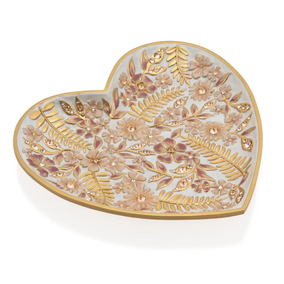 Aria Pink Floral Heart Trinket Tray
