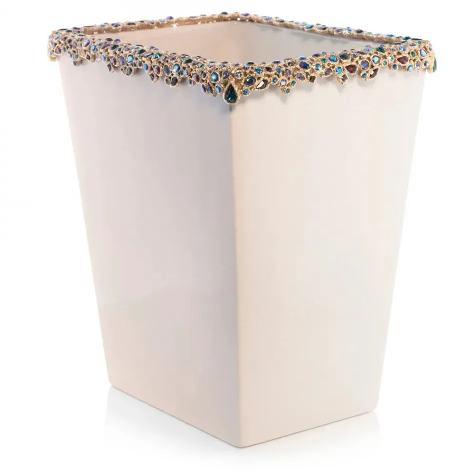 Esther Peacock Bejeweled Trash Bin