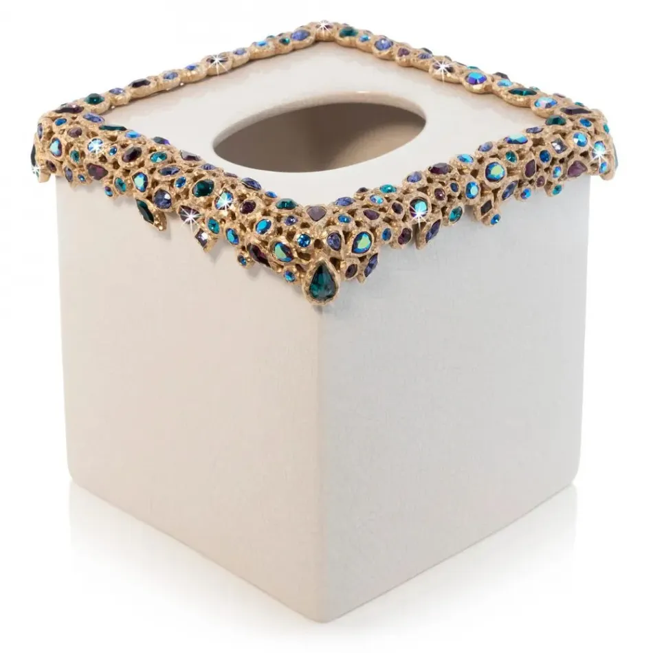 Emerson Bejeweled Tissue Box Peacock