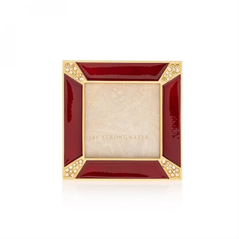 Leland Pave Corner 2" Square Picture Frame Ruby