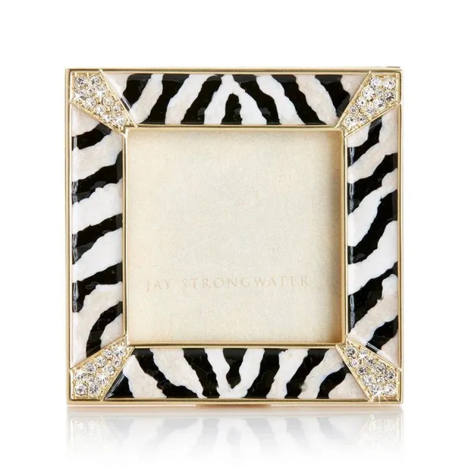 Zebra Striped Pave Corner 2" Square Picture Frame