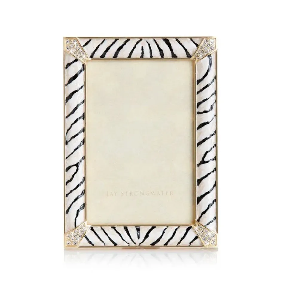 Zebra Striped Pave Corner  4" x 6" Picture Frame