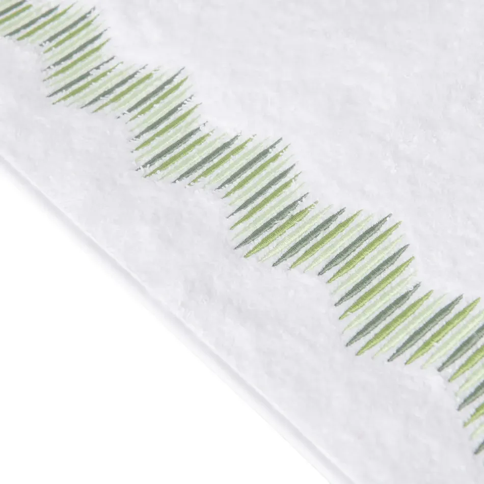 Amsterdam White/Green Embroidered Bath Towels