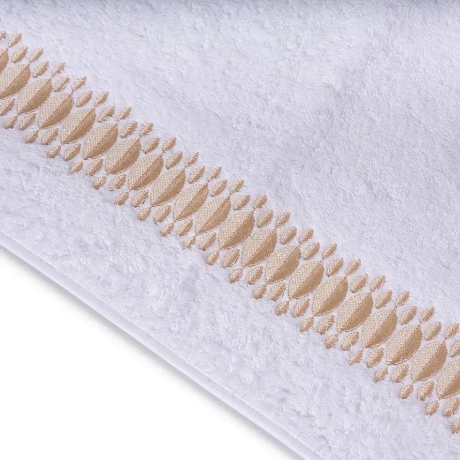 Bali White/Beige Embroidered Bath Towels