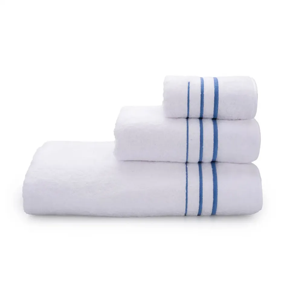 Bora Bora White/Blue Embroidered Bath Towels