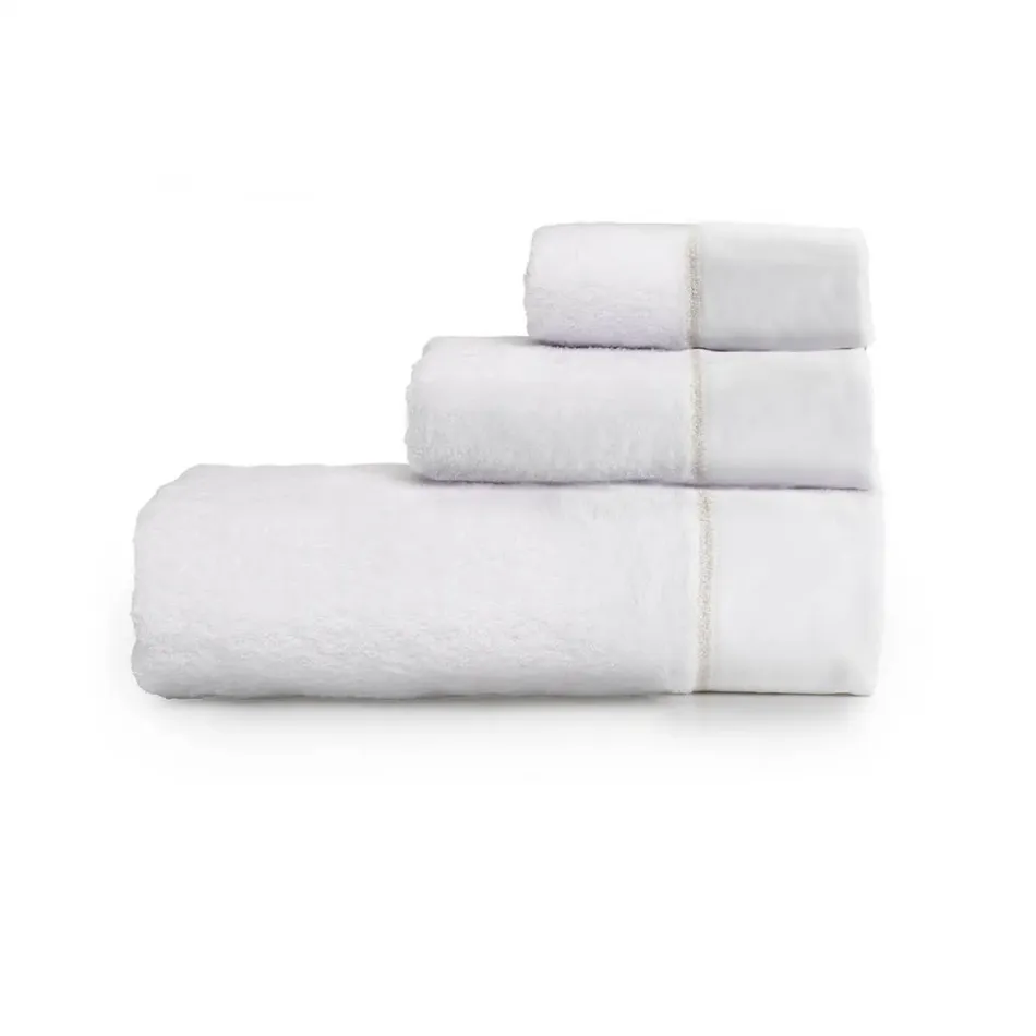 Himalaya White/Silver Embroidered Bath Towels