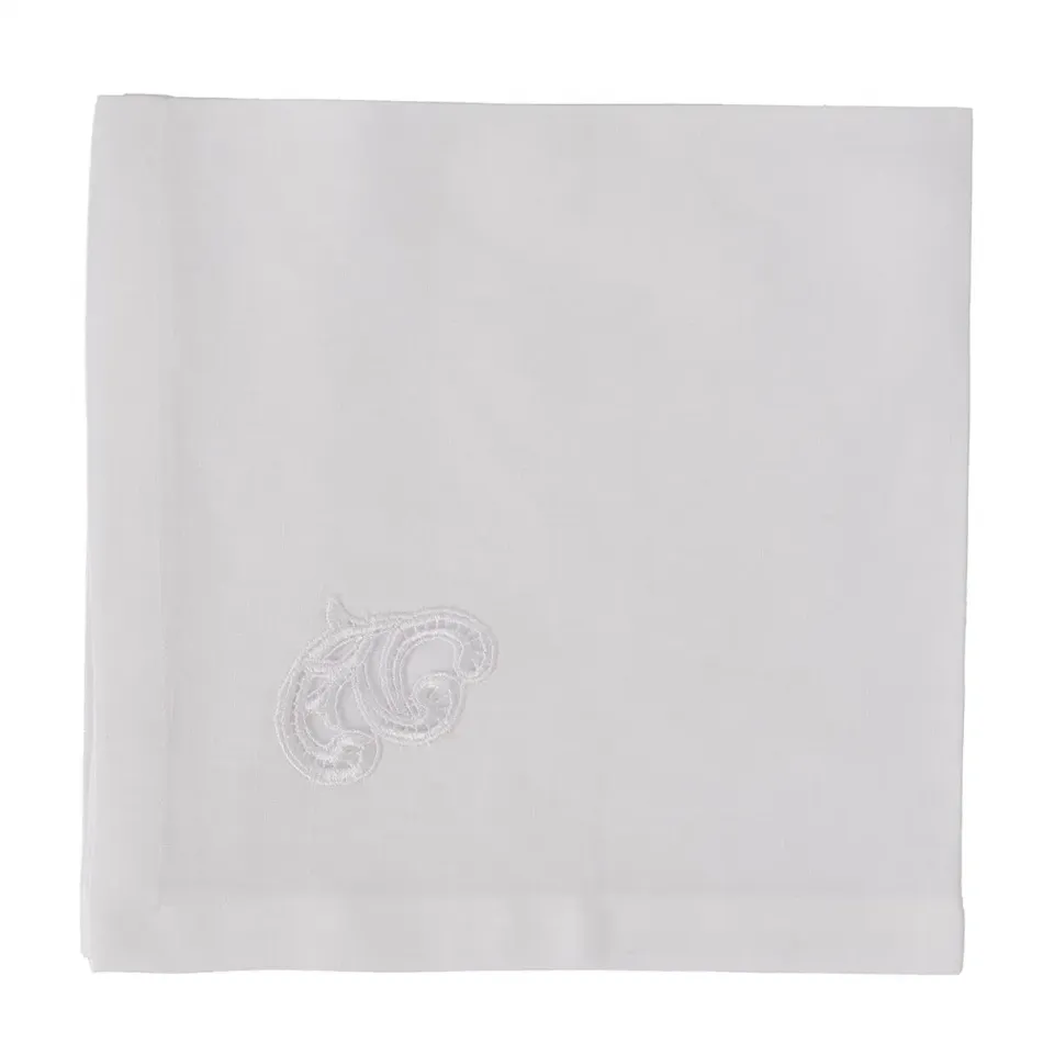 Olimpia 19" Square Napkin - White Linen/Lace