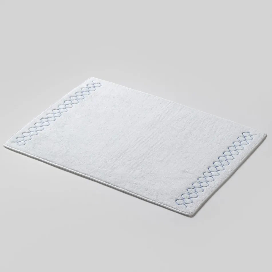 Carol White/Light Blue 20" x 28" Bath Mat Design Two Sides