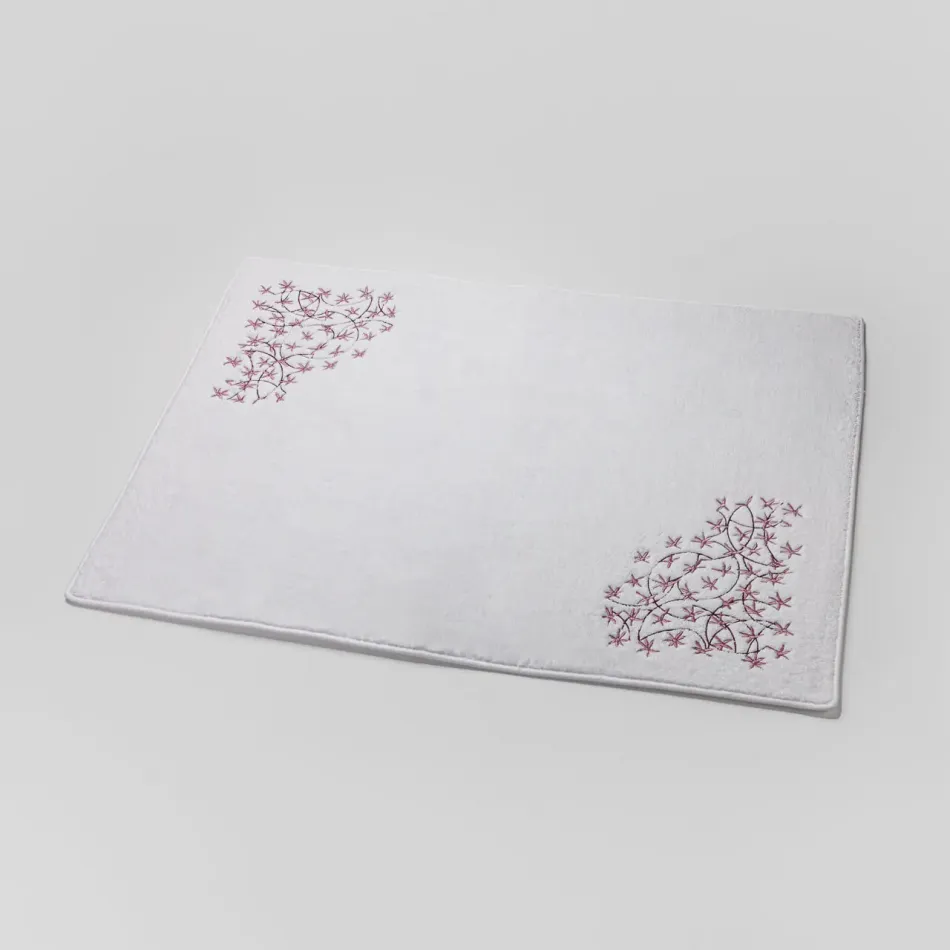 Ikebana White/Pink 20" x 28" Bath Mat