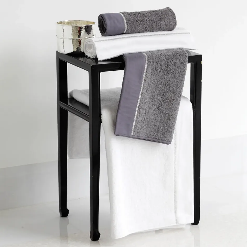 Himalaya Grey/Silver Embroidered Bath Towels