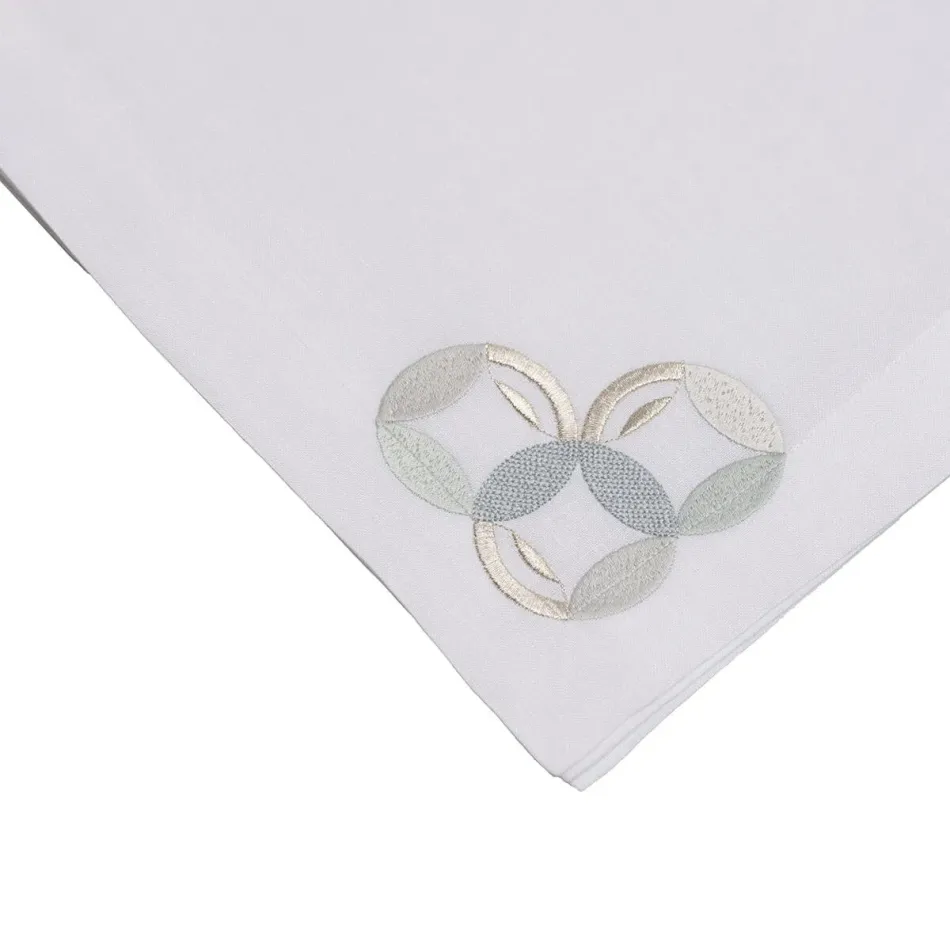 Madama 16" x 20" Rect Placemat - White Linen/Light Blue Embroidery on 4 sides