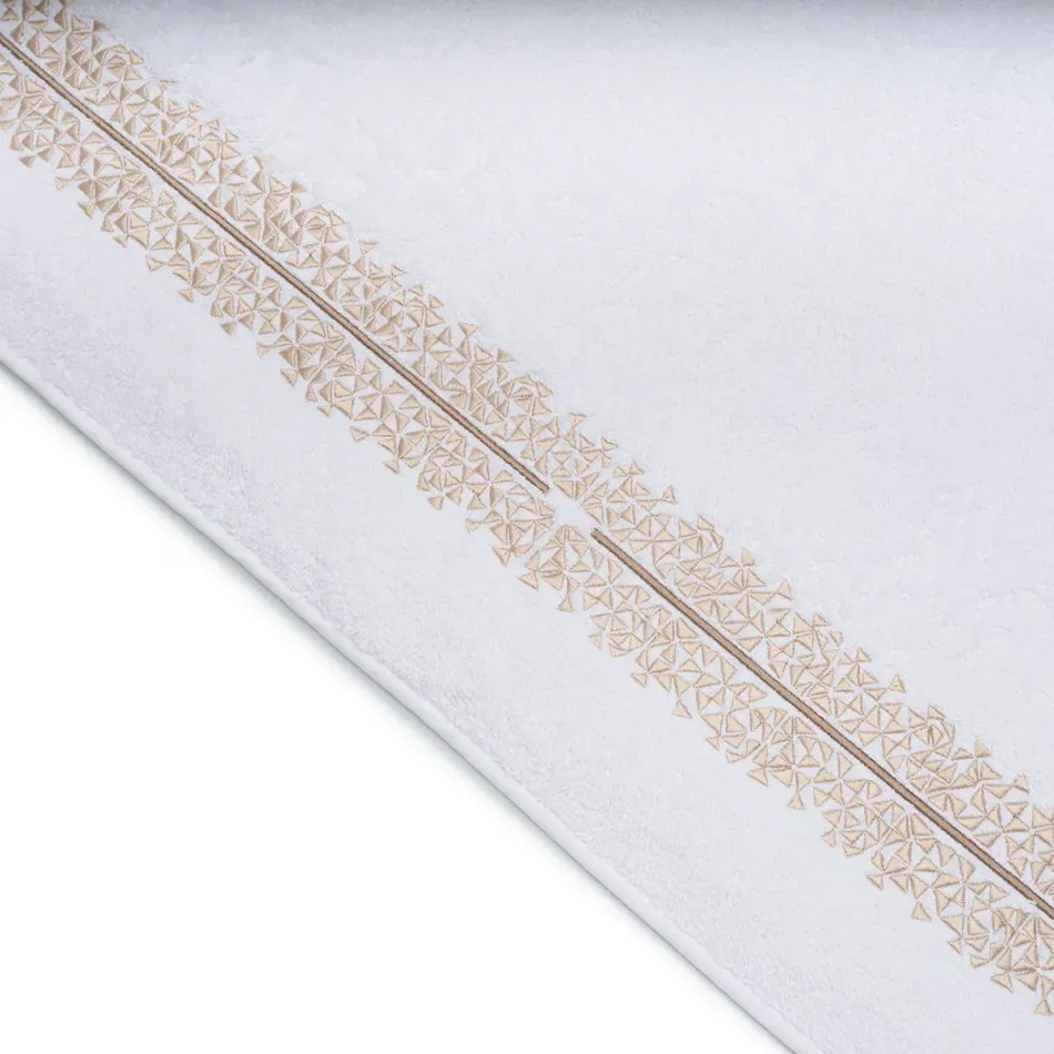 Masai White/Beige Embroidered Bath Towels