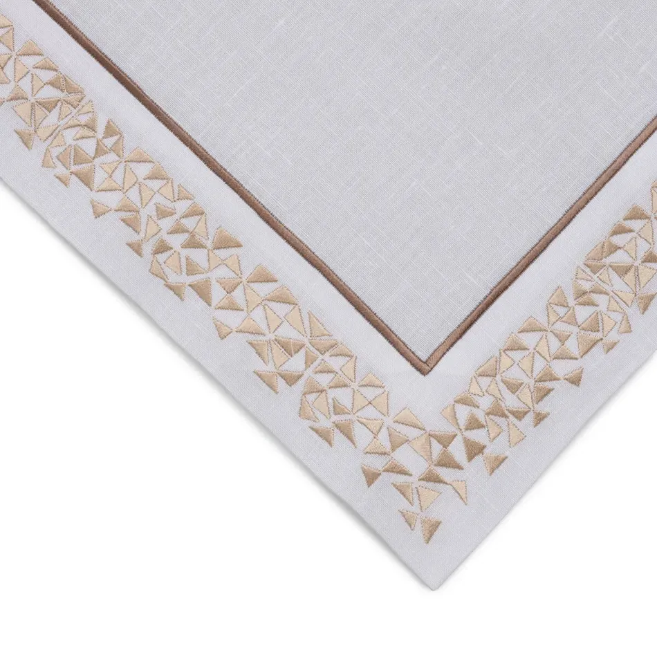 Masai 16" x 20" Rect Placemat - White Linen/Beige Embroidery