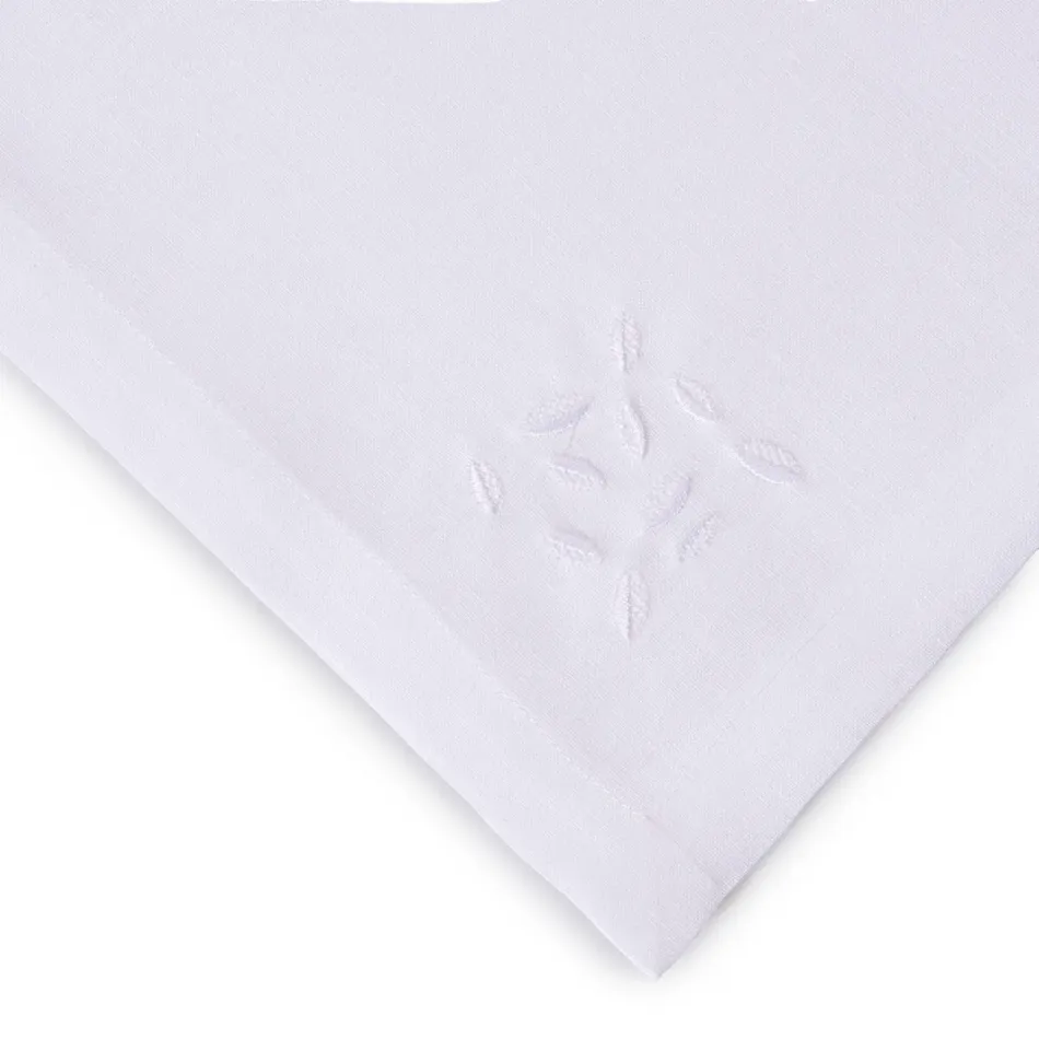 Bali 19" Square Napkin - White Linen/White Embroidery