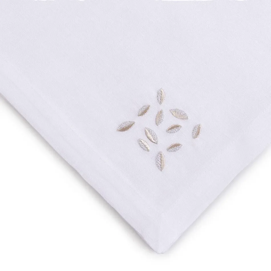 Bali 19" Square Napkin - White Linen/Silver Embroidery