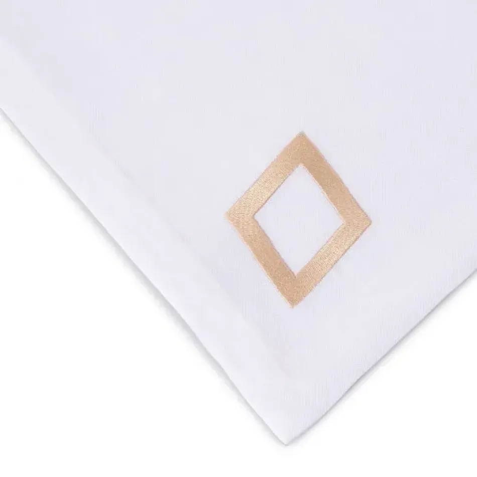 Iceberg 19" Square Napkin - White Linen/Beige Embroidery