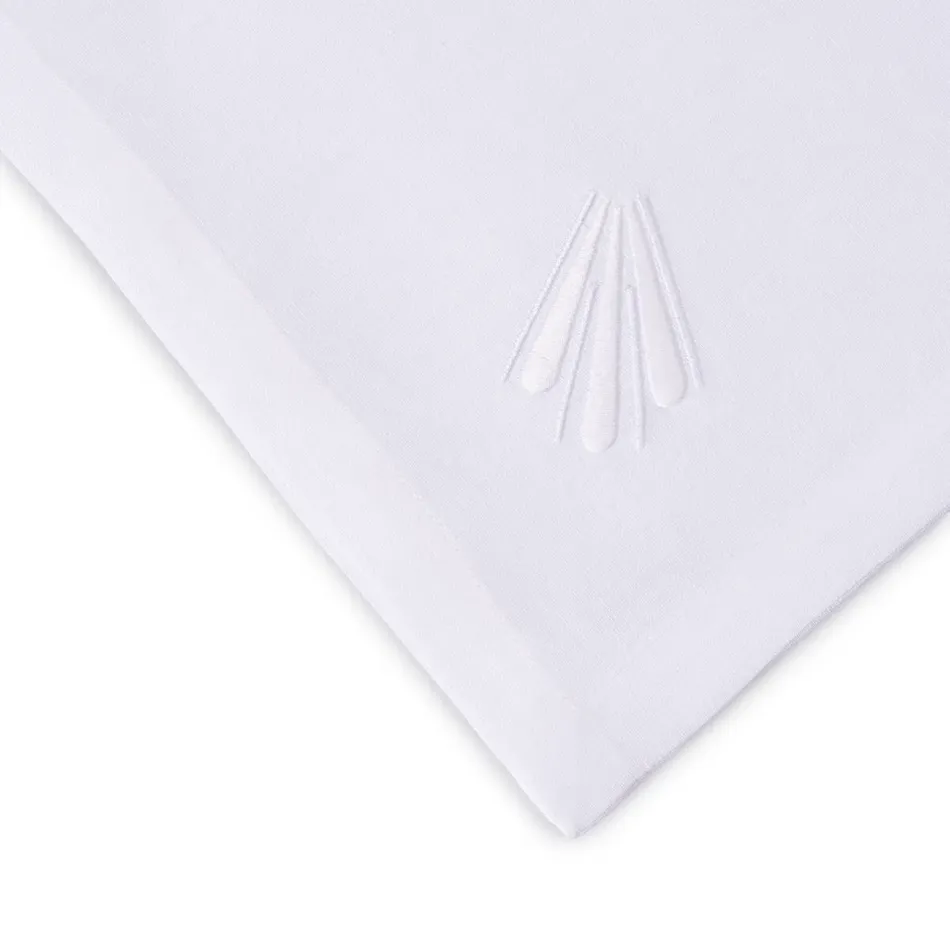 Peacock 19" Square Napkin - White Linen/White Embroidery