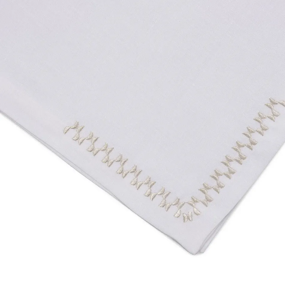 Smock 19" Square Napkin - White Linen/Silver Embroidery
