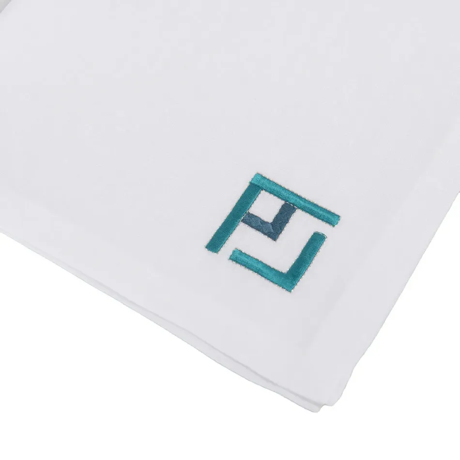 Tibet 19" Square Napkin - White Linen/Octanium Embroidery