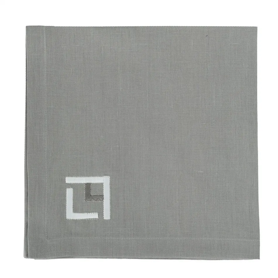 Tibet 19" Square Napkin - Grey Linen/Grey Embroidery