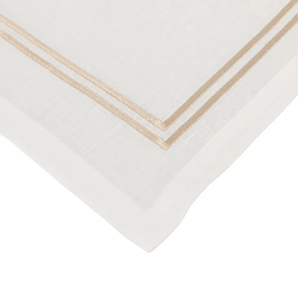 Navajo 16" x 20" Rect Placemat - White Linen/Beige Embroidery