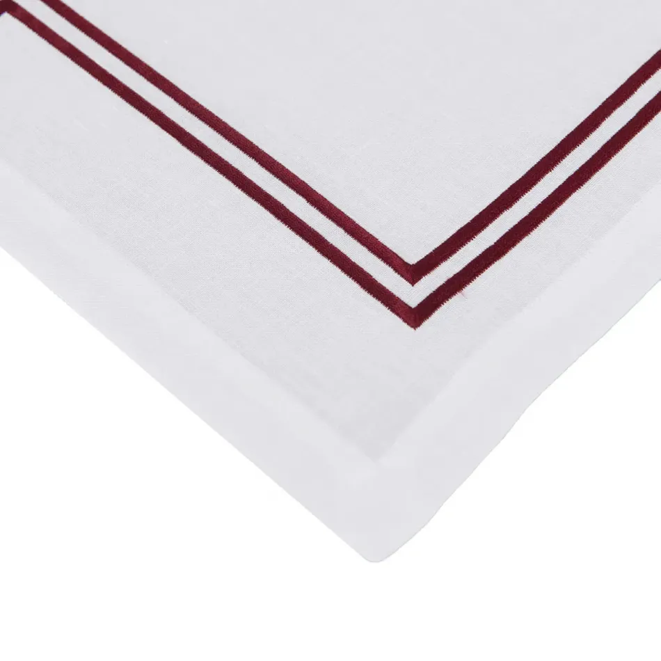 Navajo 16" x 20" Rect Placemat - White Linen/Bordeaux Embroidery