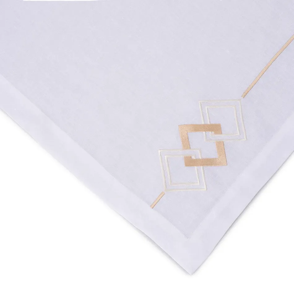 Iceberg 16" x 20" Rect Placemat - White Linen/Beige Embroidery