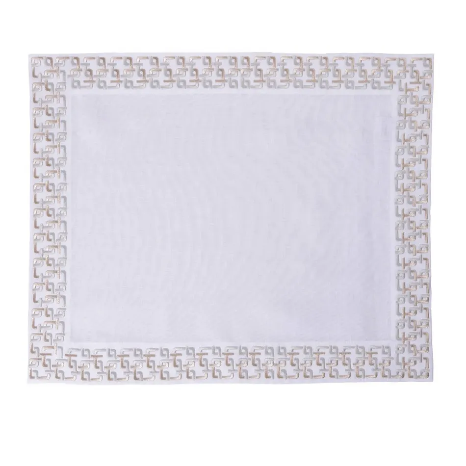 J Dream 16" x 20" Rect Placemat - White Linen/Silver Embroidery