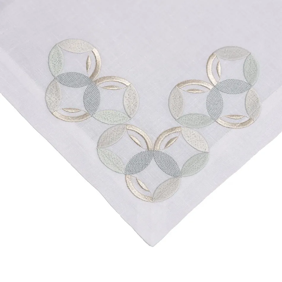 Madama 16" x 20" Rect Placemat - White Linen/Light Blue Embroidery on 2 sides