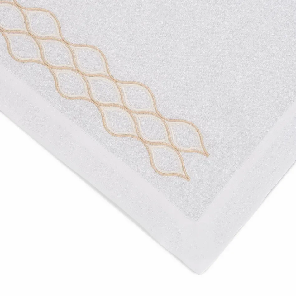 Pacific 16" x 20" Rect Placemat - White Linen/Beige Embroidery