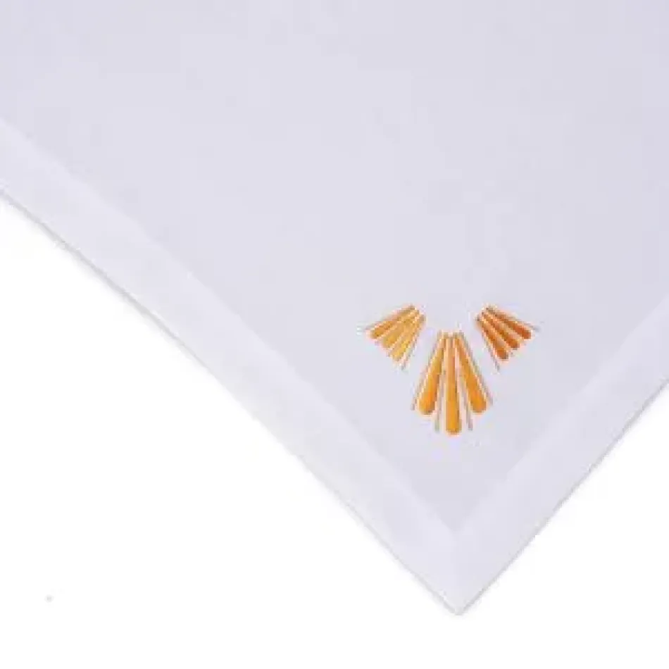 Peacock 16" x 20" Rect Placemat - White Linen/Orange Embroidery
