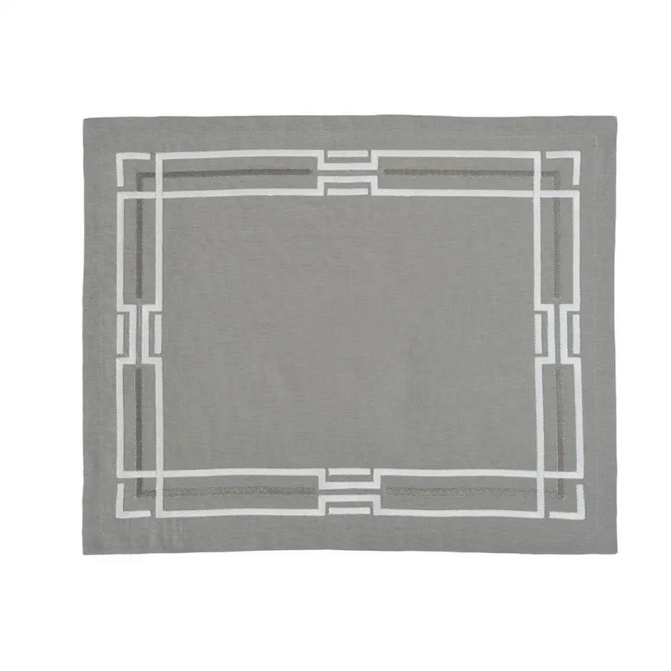 Tibet 16" x 20" Rect Placemat - Grey Linen/Grey Embroidery