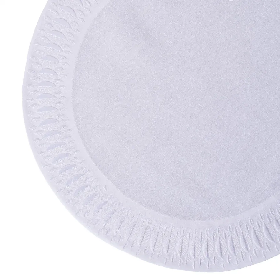 Bali 16" Round Placemat - White Linen/White Embroidery