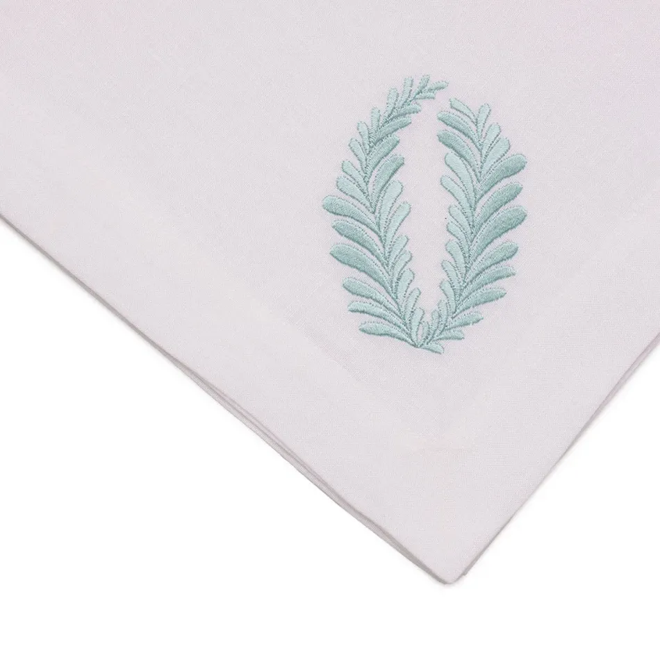 Tangeri 16" x 20" Rect Placemat - White Linen/Light Blue Embroidery