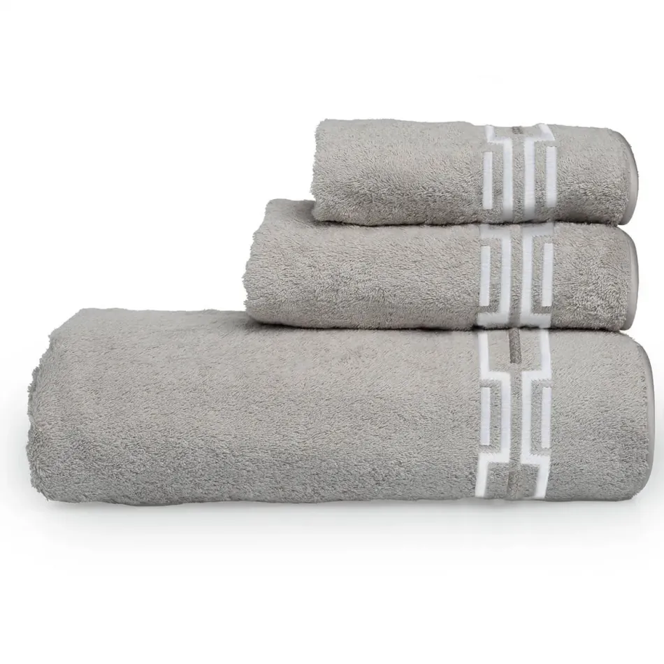 Tibet Grey/Grey Embroidered Bath Towels