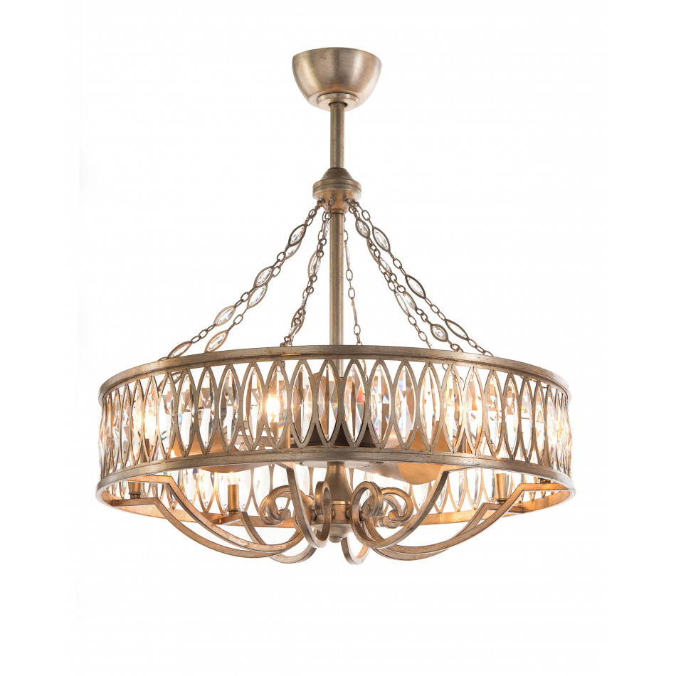 Marquise Crystal Eight-Light Pendant with Fan