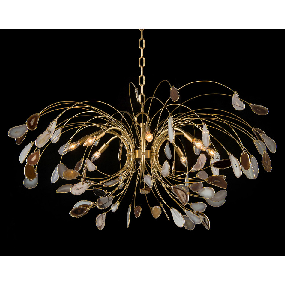 Agate and Brass Eight-Light Chandelier