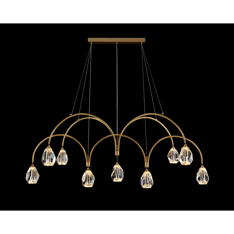 Faceted Cut Crystal Nine-Light Chandelier