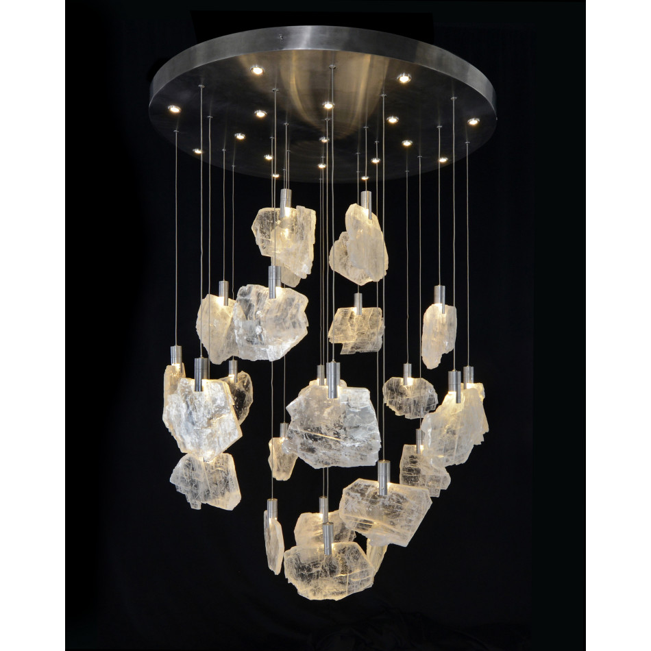 Moonlight Sonata: Selenite Pane Forty-One-Light Pendant Chandelier