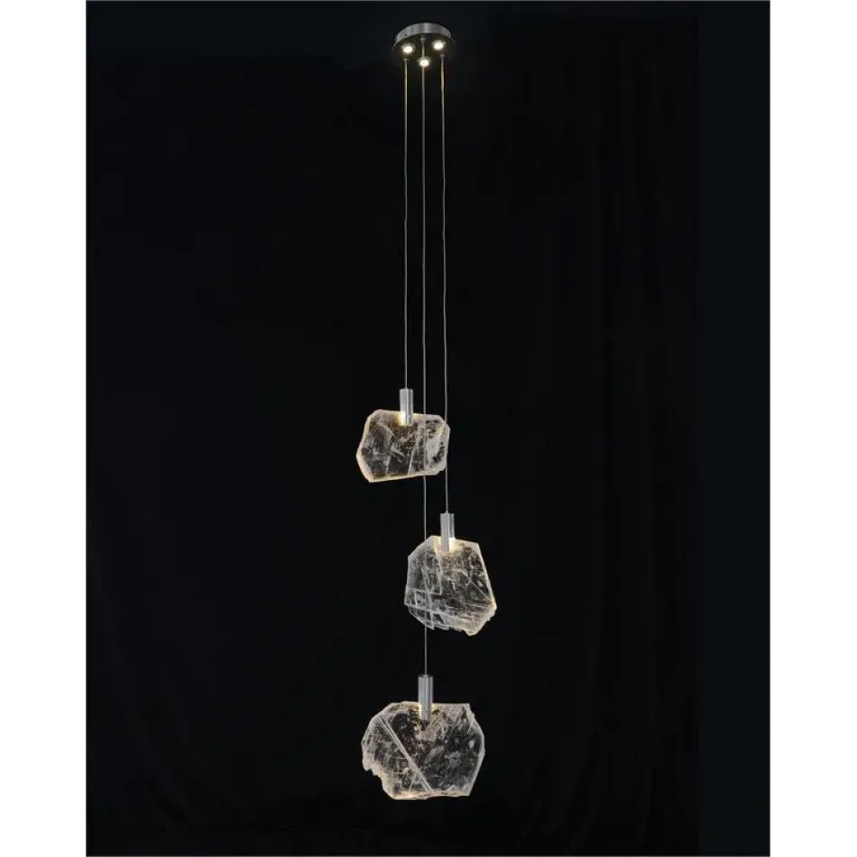 Moonlight Sonata: Selenite Pane Six-Light Droplight Chandelier