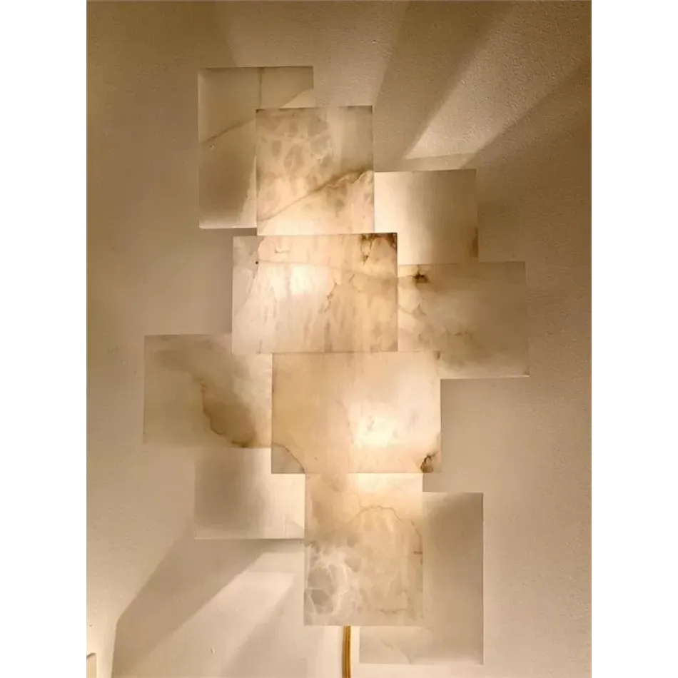 Alabaster Wall Sconce with a Nod to Mondrian