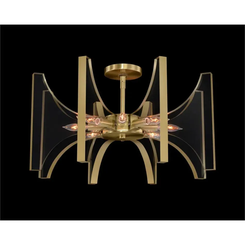 Genesis: Acrylic and Antique Brass Eight-Light Semiflush