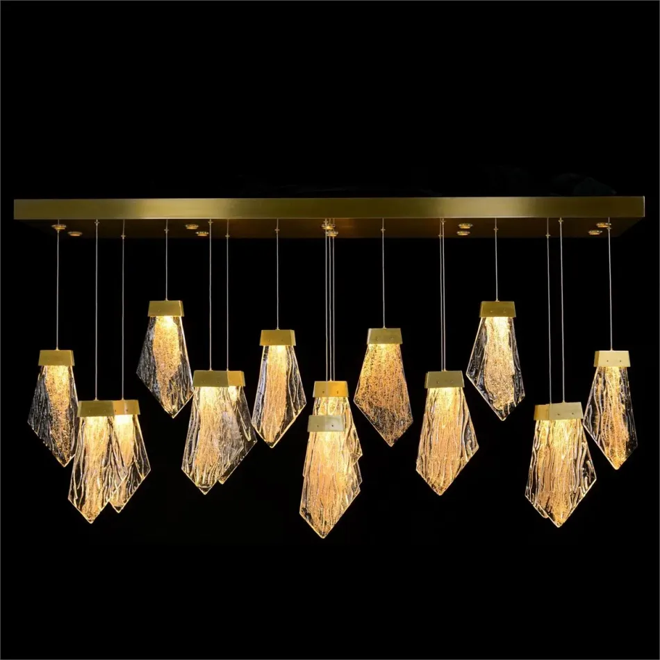 Lux Twenty-Seven-Light Horizontal Chandelier, Brass