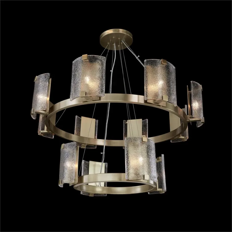 Claritas Twelve-Light Two-Tier Chandelier, Brass