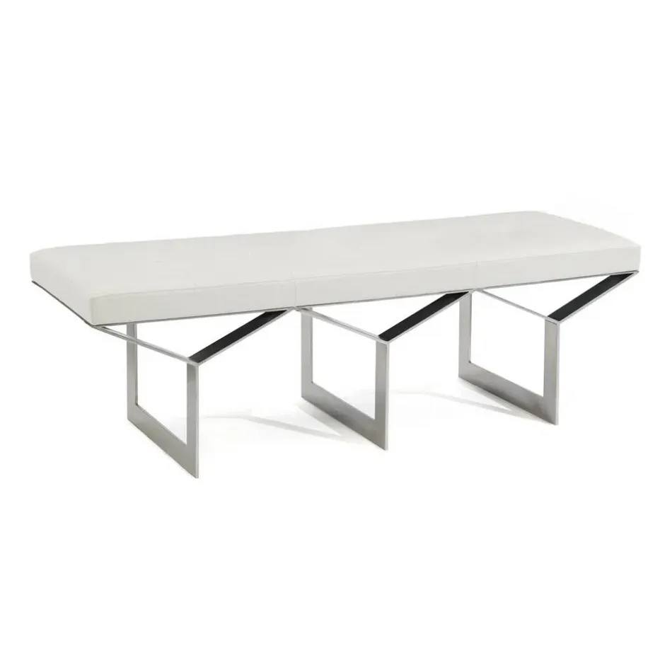 Transvrse Leather Steel Bench