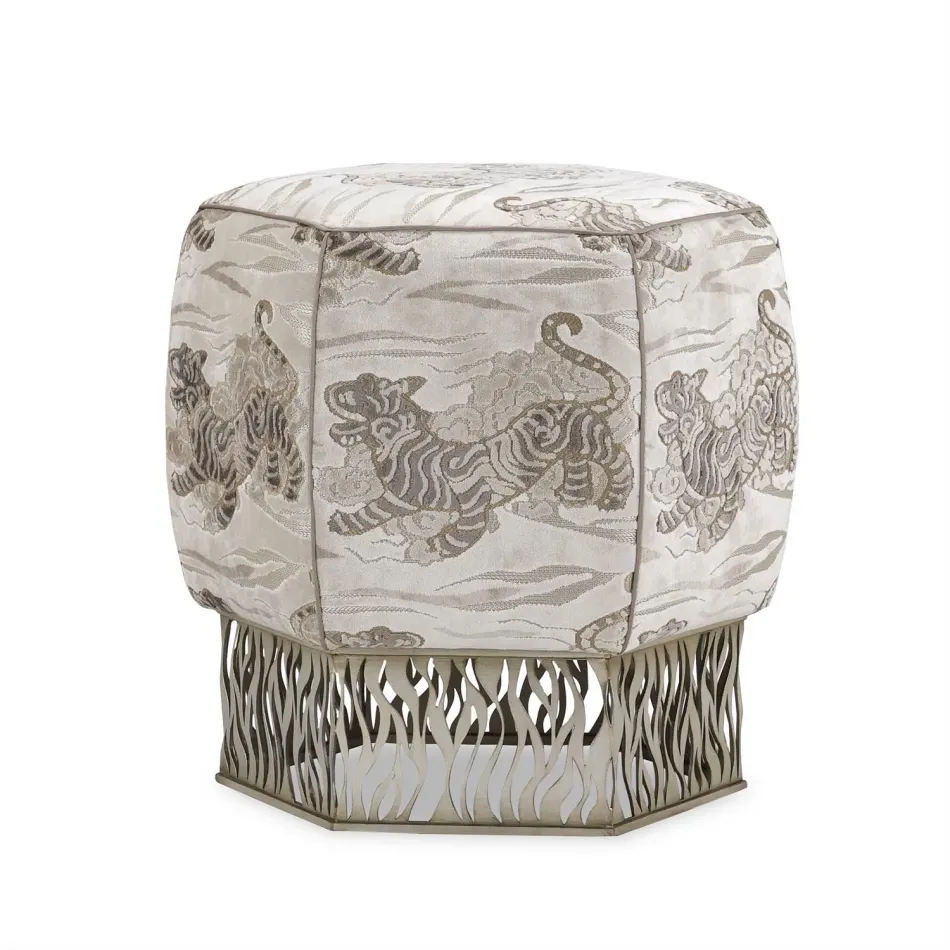Honeycomb Silver Ottoman - 5022
